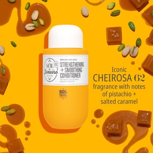 Fragrance imagery highlighting Cheirosa 62 notes of pistachio and salted caramel.