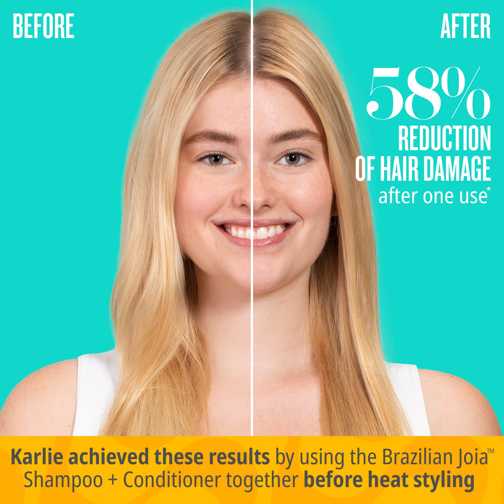 Sol de Janeiro Brazilian Joia shampoo bottle in use during wash routine.
