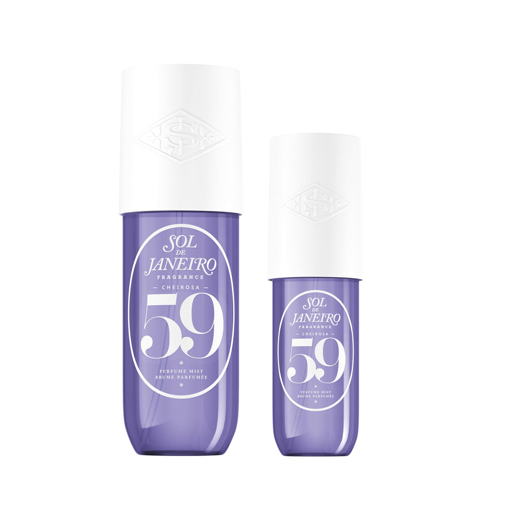 Sol de Janeiro Cheirosa 240 ml mist bottle on vanity for daily fragrance.