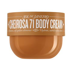Sol de Janeiro Cheirosa 71 shimmering body cream bottle with vanilla scent and glow.