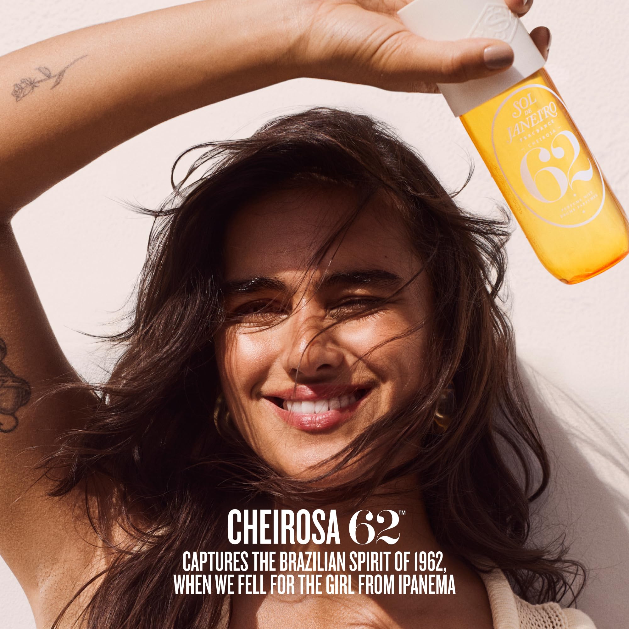 Sol de Janeiro Cheirosa full-size bottle on vanity for daily scent