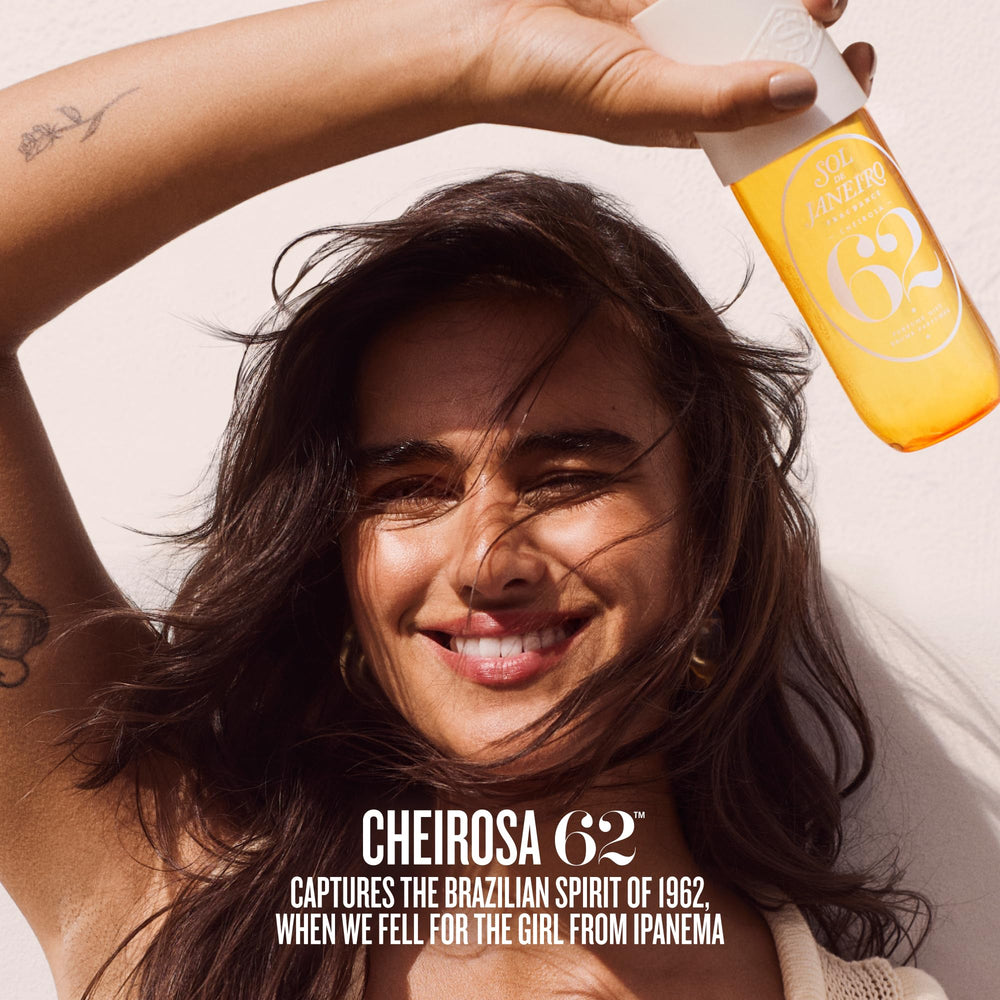 Sol de Janeiro Cheirosa full-size bottle on vanity for daily scent