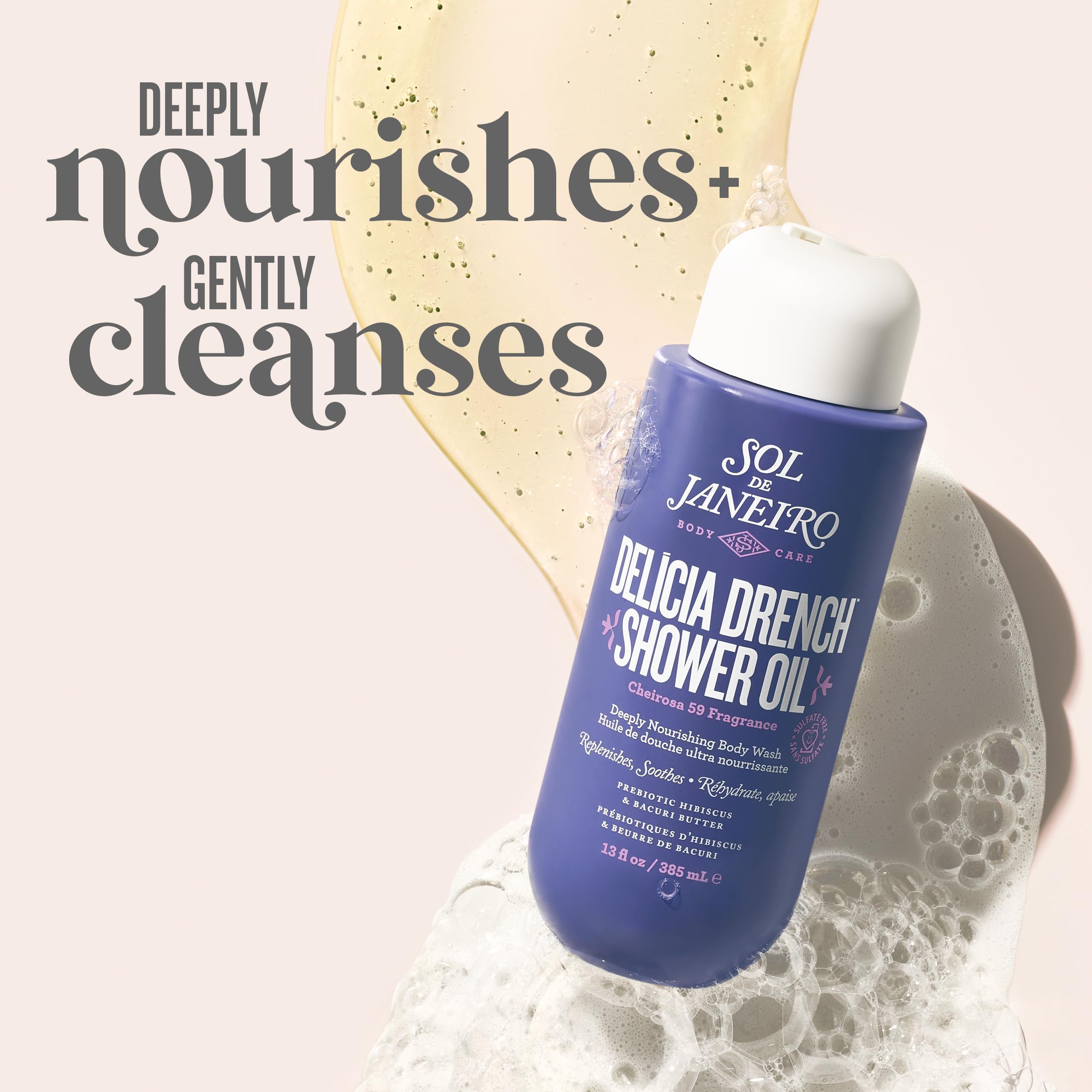Sol de Janeiro Delicia Drench bottle pour highlights oil-to-milk cleansing