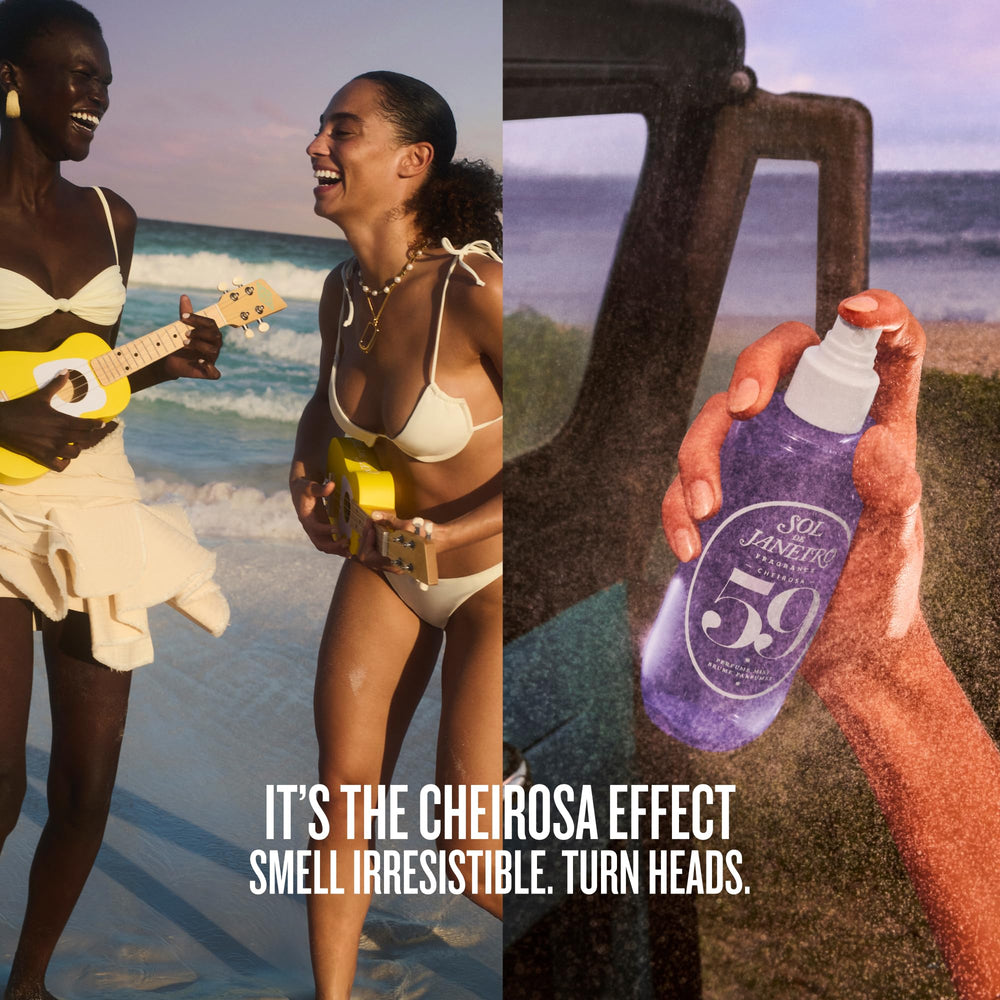 Sol de Janeiro logo with tropical branding and glossy bottle.