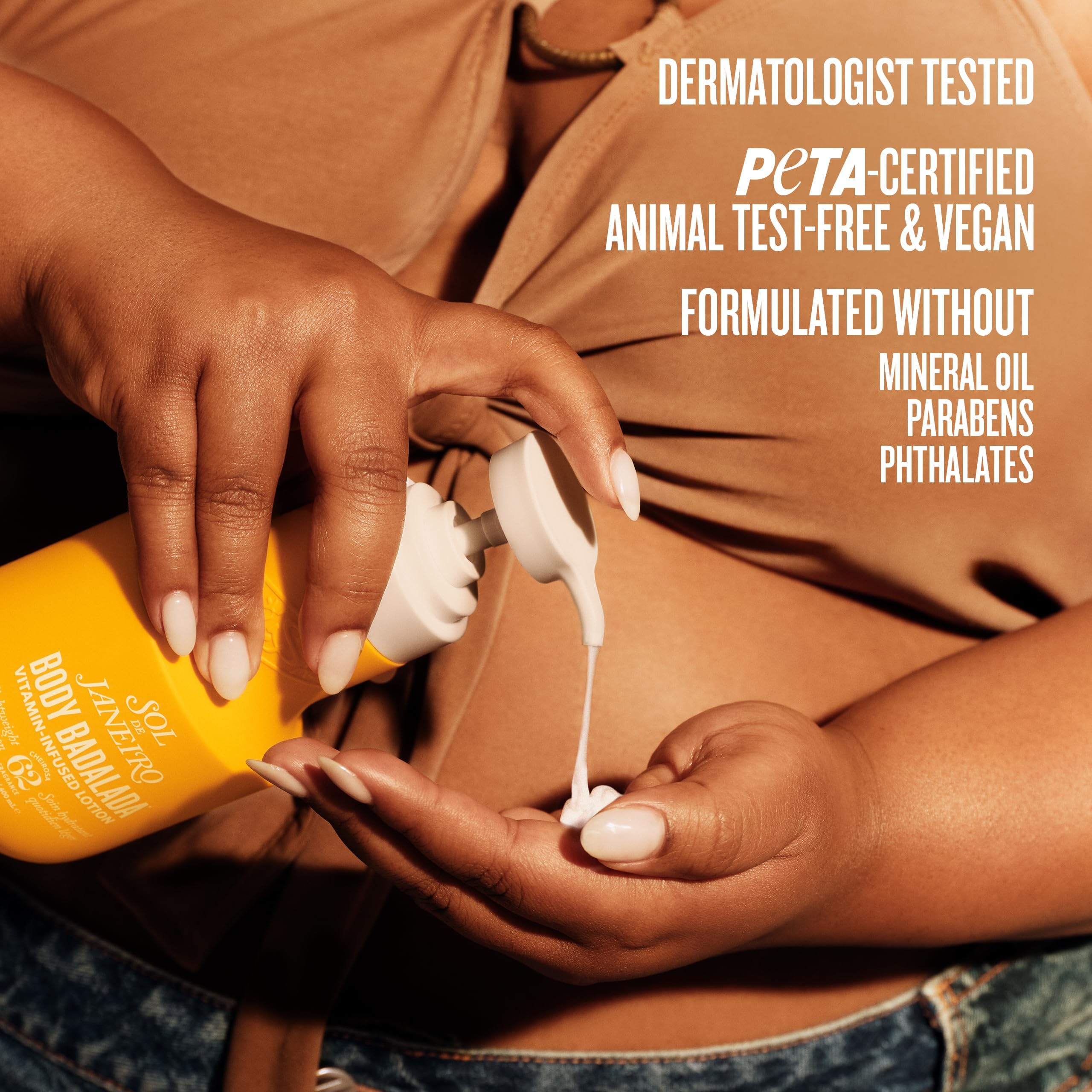 Sol de Janeiro cream being applied to forearm.