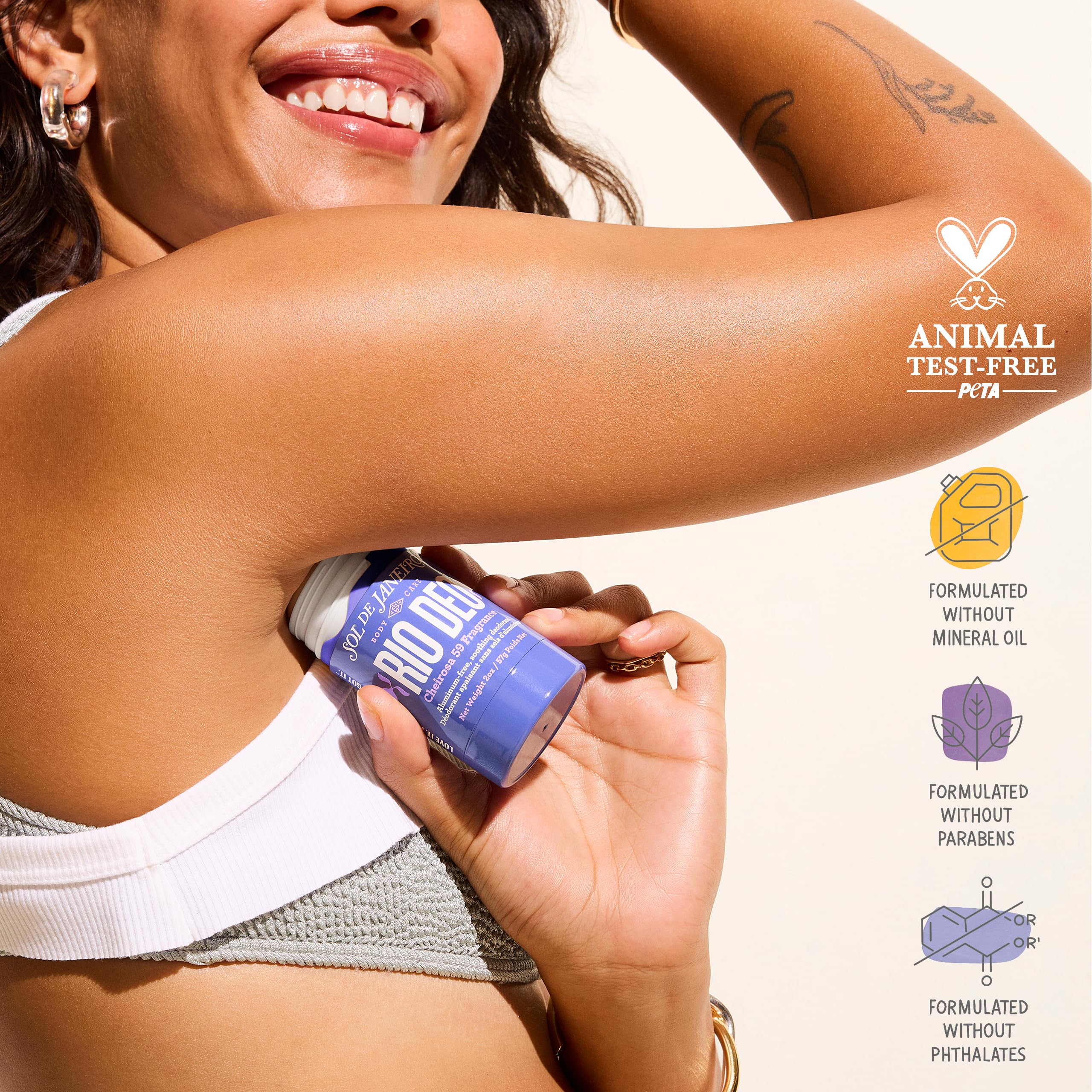 Sol de Janeiro Rio Cheirosa 59 softens underarm skin and hair for a cleaner feel.