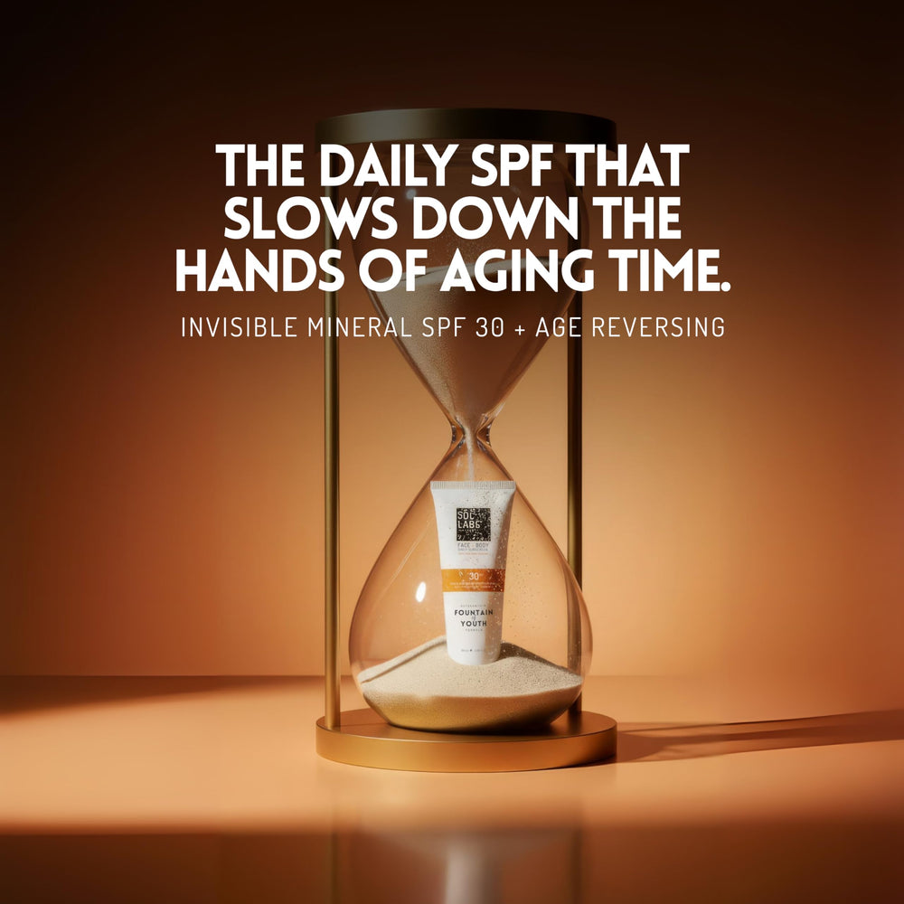 SOL LABS SPF 30 image highlights no white cast effect on skin