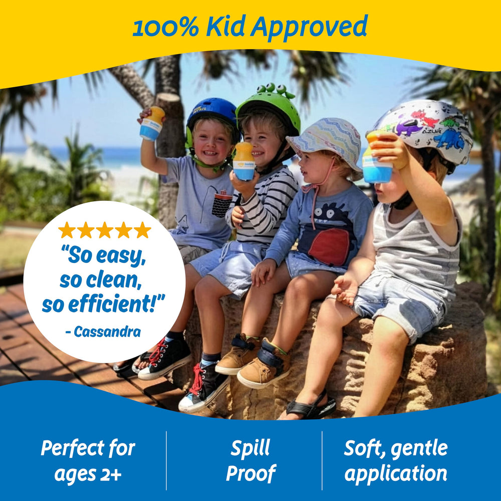 Solar Buddies kids-friendly design for easy sunscreen application