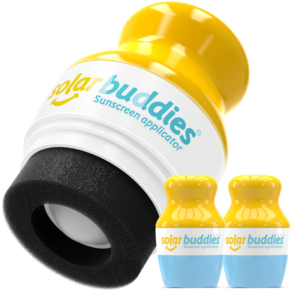 Solar Buddies sunscreen applicator blue pack 2 closed for clean travel protection.