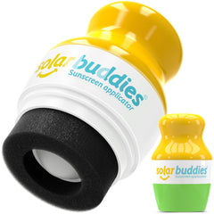 Solar Buddies sunscreen applicator green front view for mess-free sun protection.