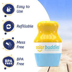 Solar Buddies travel-size 100ml bottle fits carry-on limits.