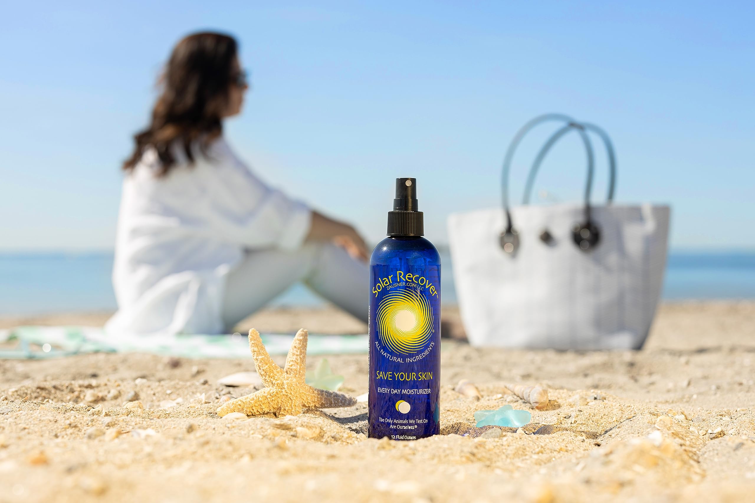 Solar Recover Save Your Skin mist being sprayed for quick skin hydration.