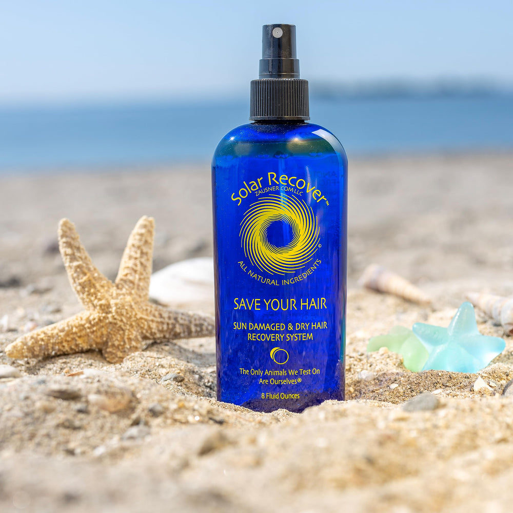 Solar Recover Save Your Skin packaging on display highlighting natural ingredients.