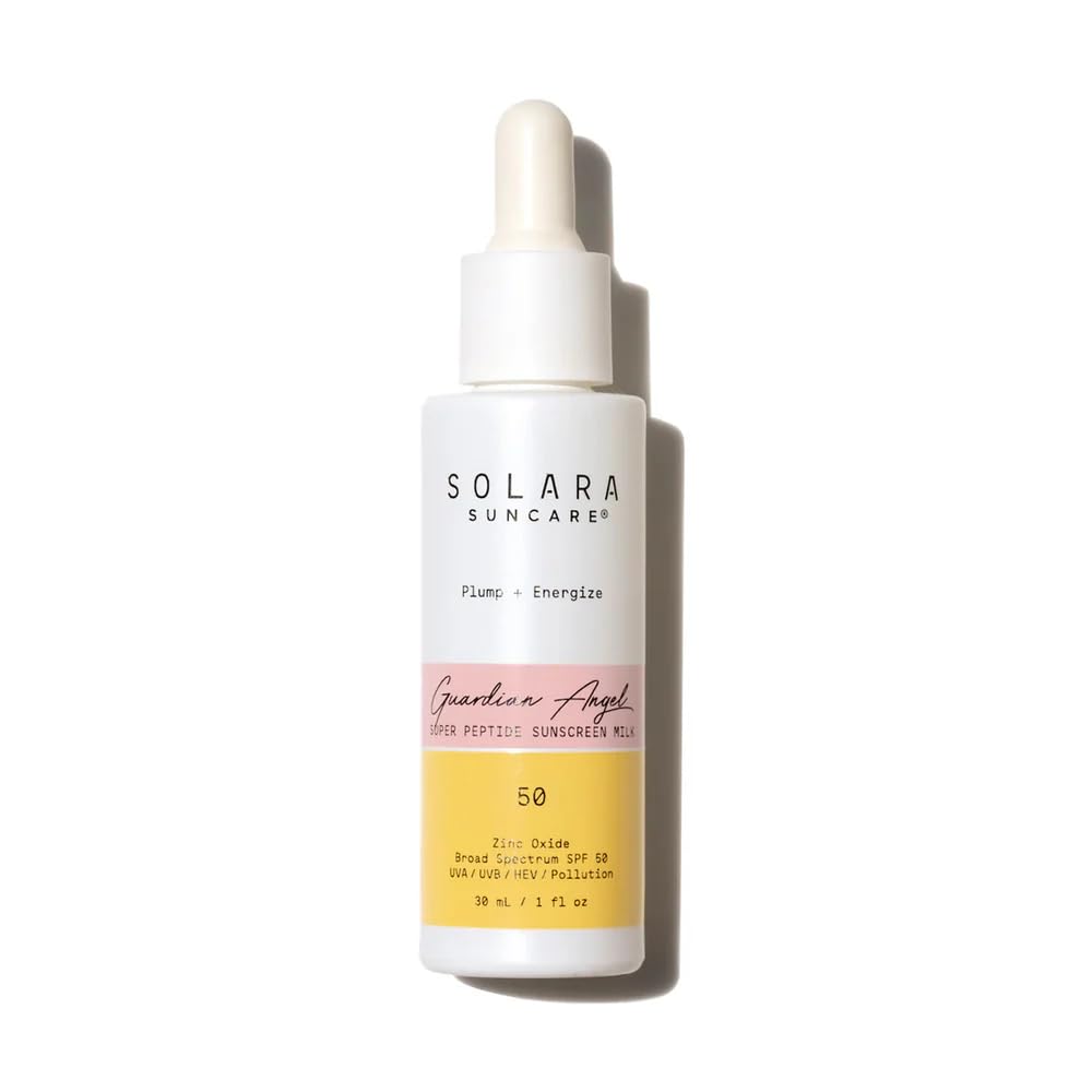 Solara Suncare Guardian Angel sunscreen milk bottle delivering mineral SPF 50 daily protection.