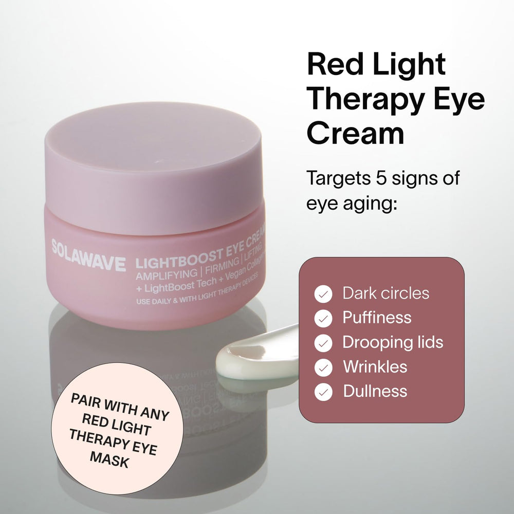 Solawave LightBoost Eye Cream silky texture glides on for smooth under-eye skin.