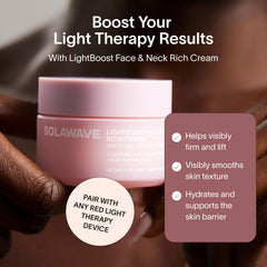 Solawave LightBoost Rich Cream bottle with pump for easy application.