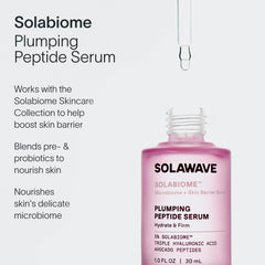 Solawave Plumping Peptide Serum on hand illustrates fast-absorbing hydration.
