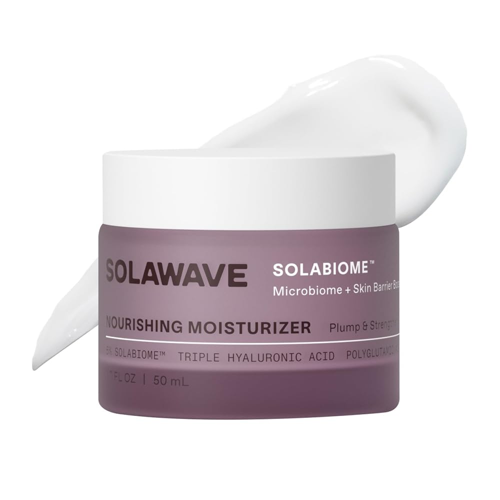 Solawave Probiotic Cloud Cream jar closeup showing velvety texture for daily hydration.