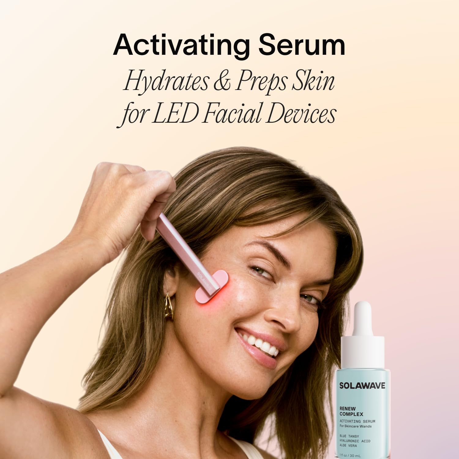 Solawave Renew Complex Serum application glide for smooth wand use