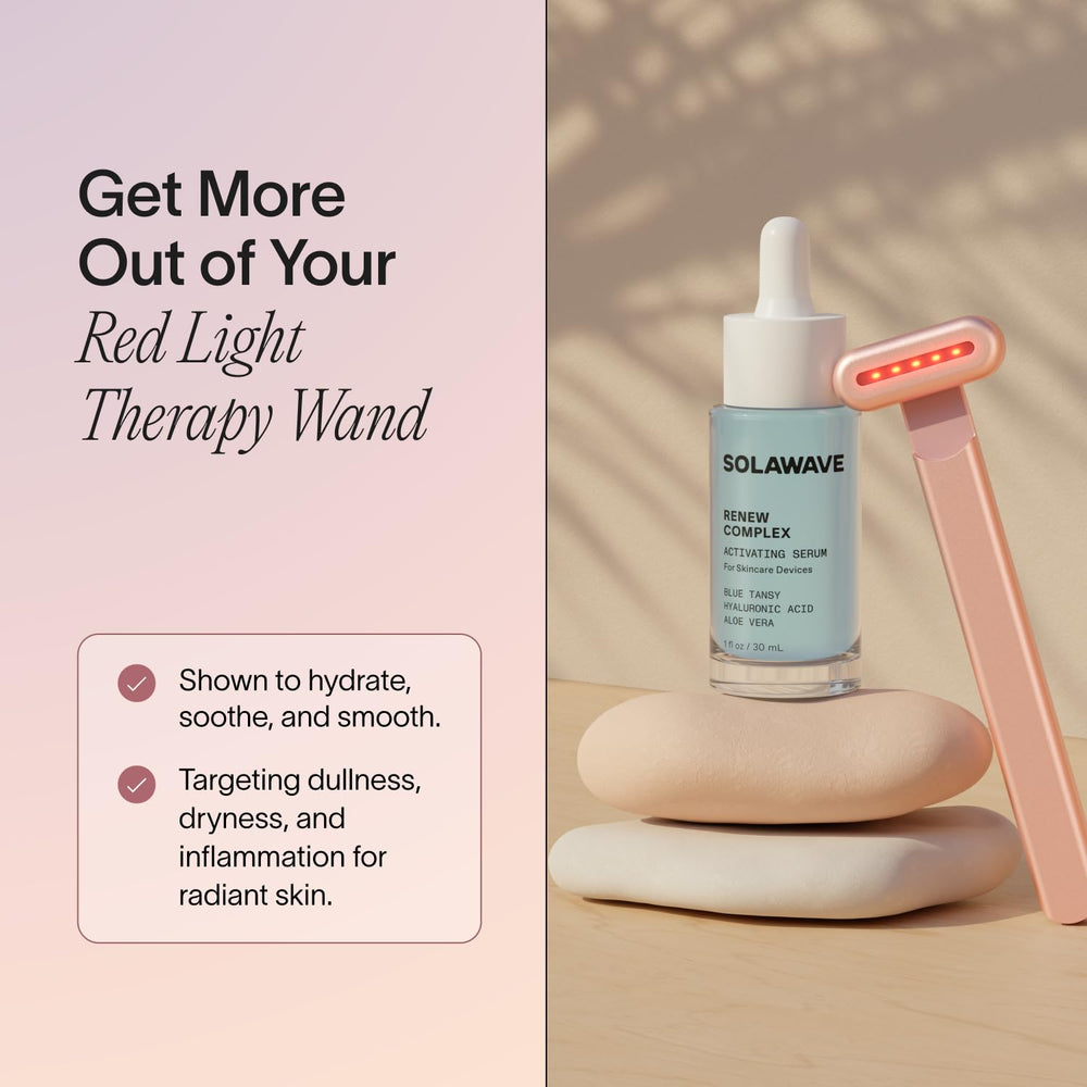 Solawave Renew Complex Serum blue tansy flowers highlight soothing hydration