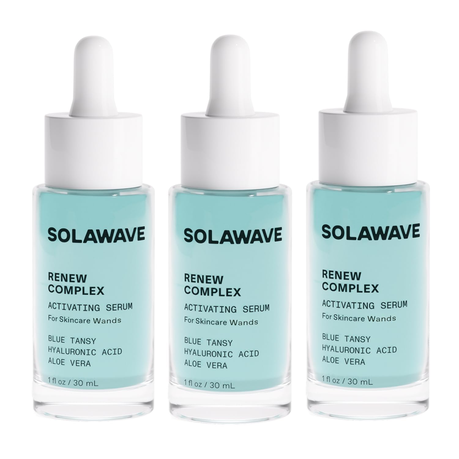 Solawave Renew Complex serum bottle ready for daily skin hydration and prep.