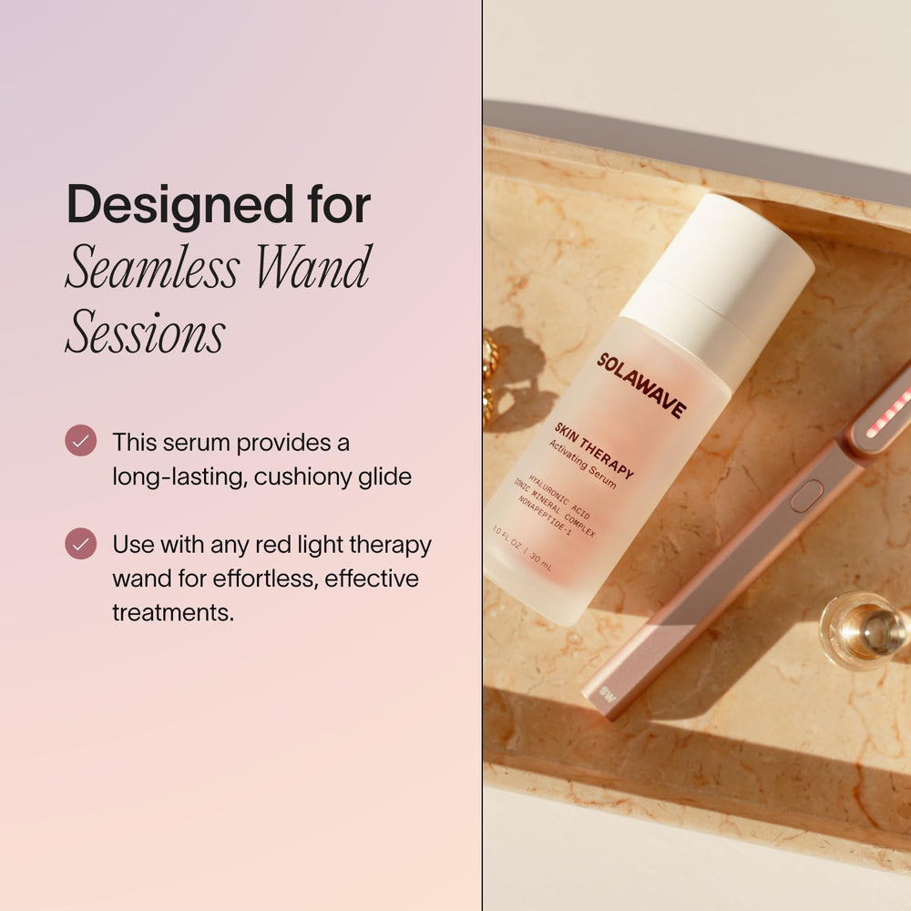 Solawave Serum with hyaluronic acid provides deep hydration and a plump look.