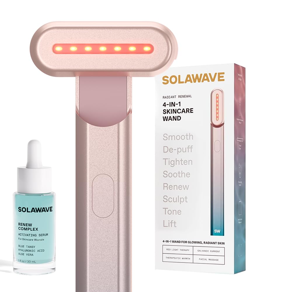 Solawave wand front view for convenient at home facial therapy.