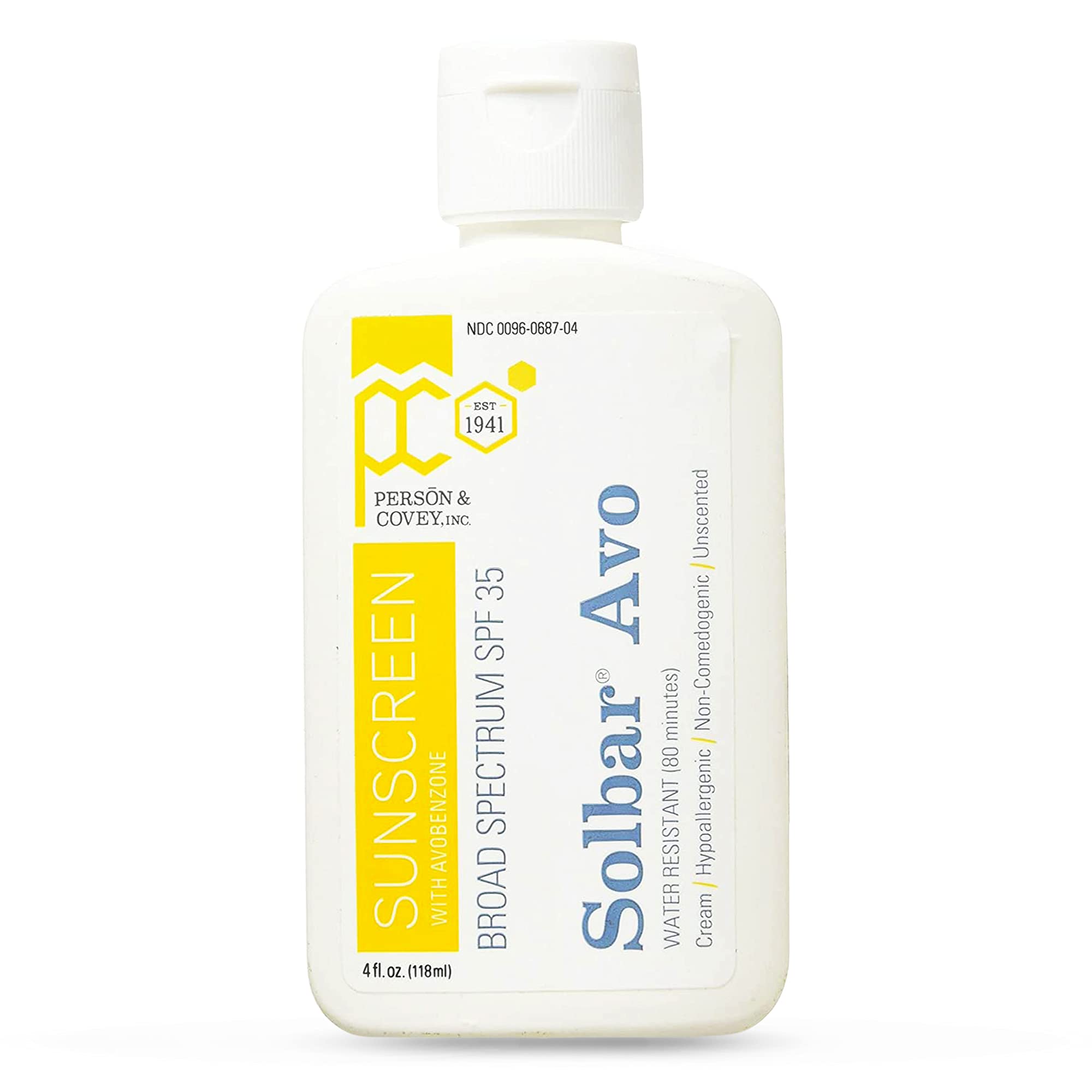 Solbar AVO SPF 35 sunscreen bottle showing broad spectrum protection