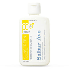 Solbar AVO SPF 35 sunscreen bottle showing broad spectrum protection