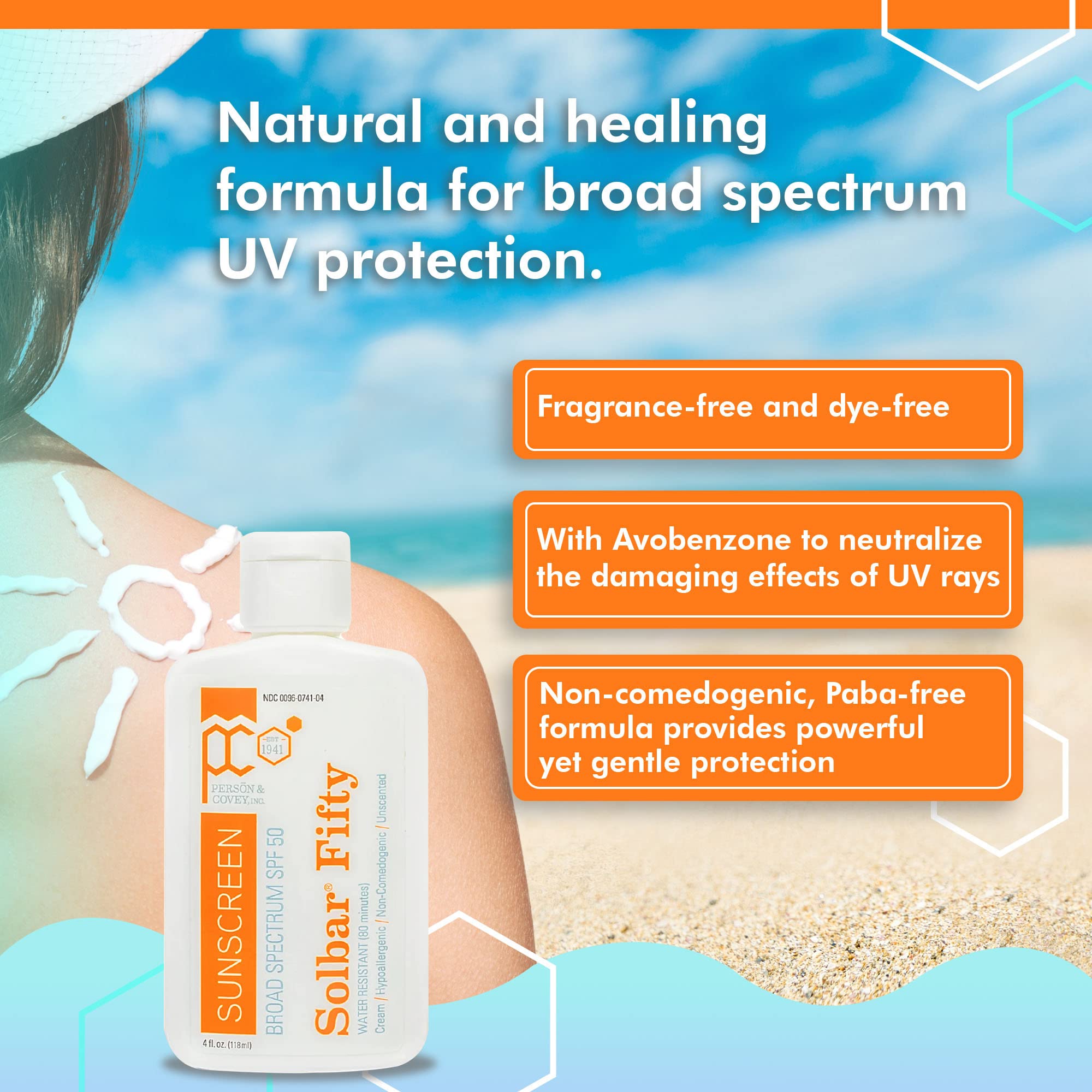 Solbar Fifty creamy texture delivering smooth, non-greasy skin coverage.