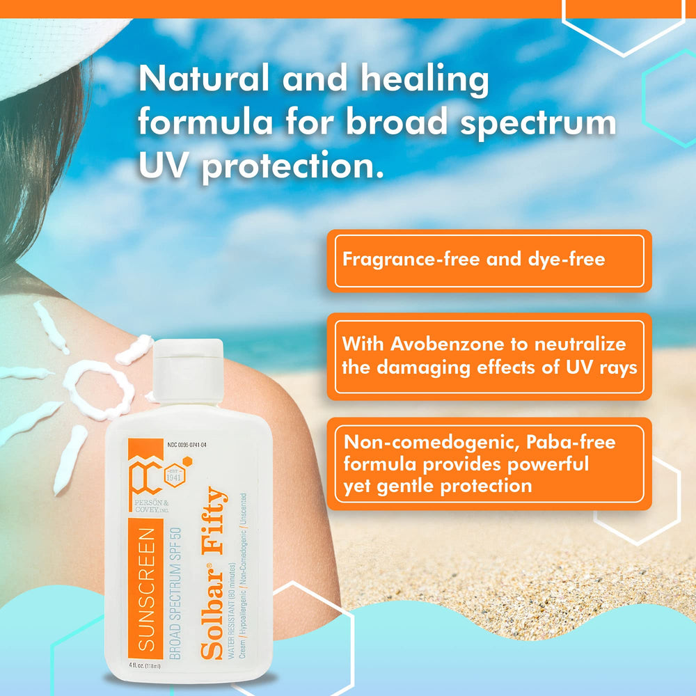 Solbar Fifty creamy texture delivering smooth, non-greasy skin coverage.