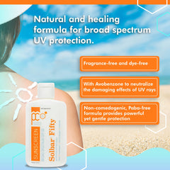 Solbar Fifty creamy texture delivering smooth, non-greasy skin coverage.