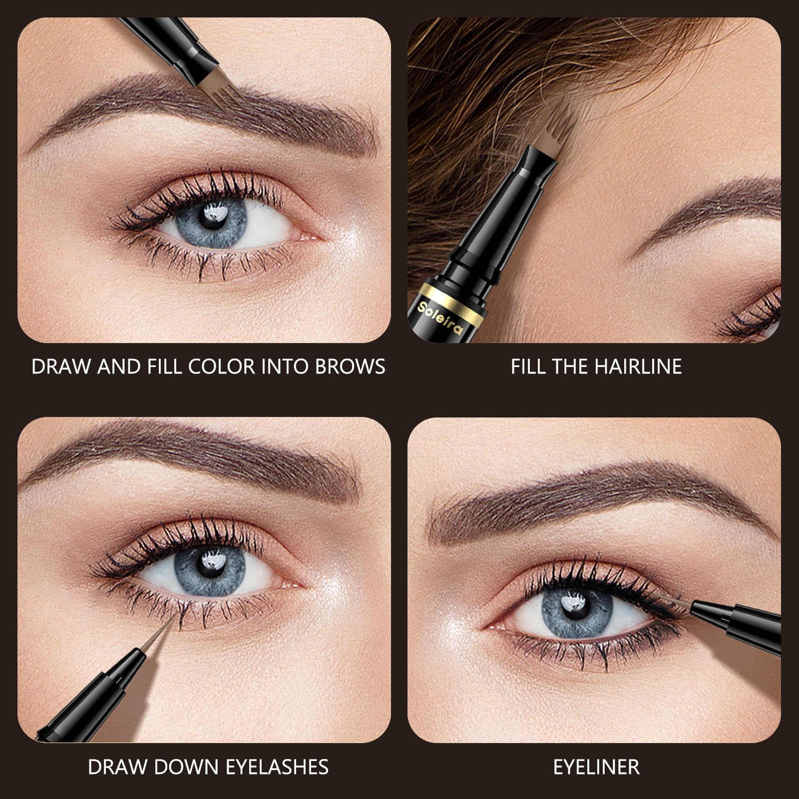 Soleira compact brow kit fits easily in a purse for on-the-go touch-ups.