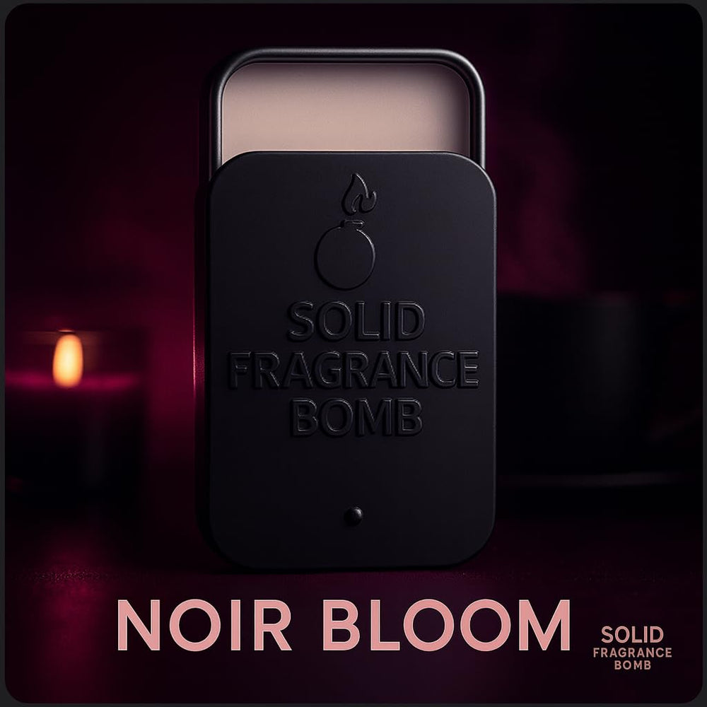 Solid Fragrance Bomb Noir Bloom application demonstrating discreet on-the-go use.