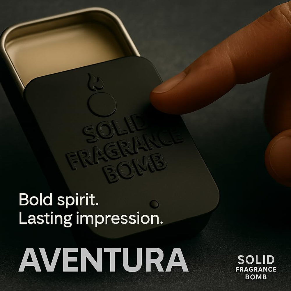 Solid Fragrance Bomb packaging box emphasizing handmade craftsmanship and portability
