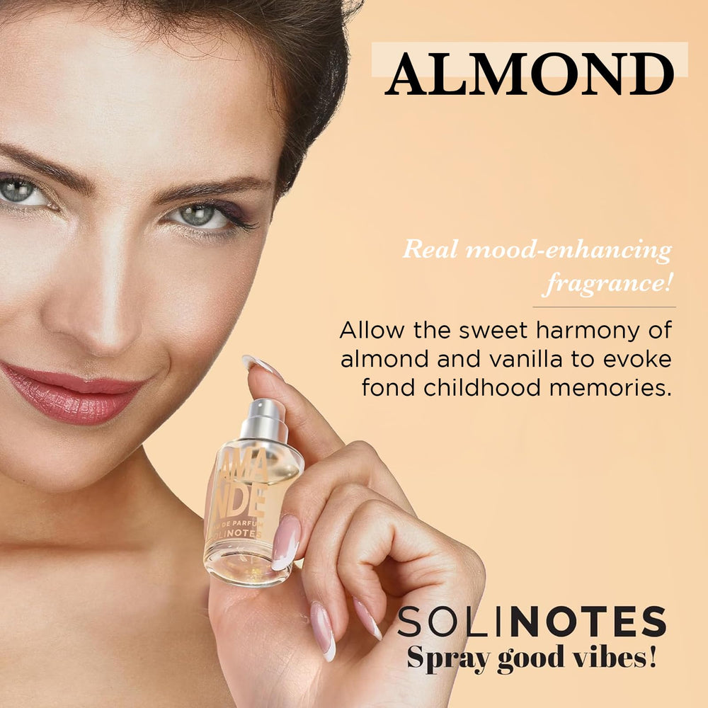 Solinotes Almond EDP cap and bottle demonstrate versatile fragrance