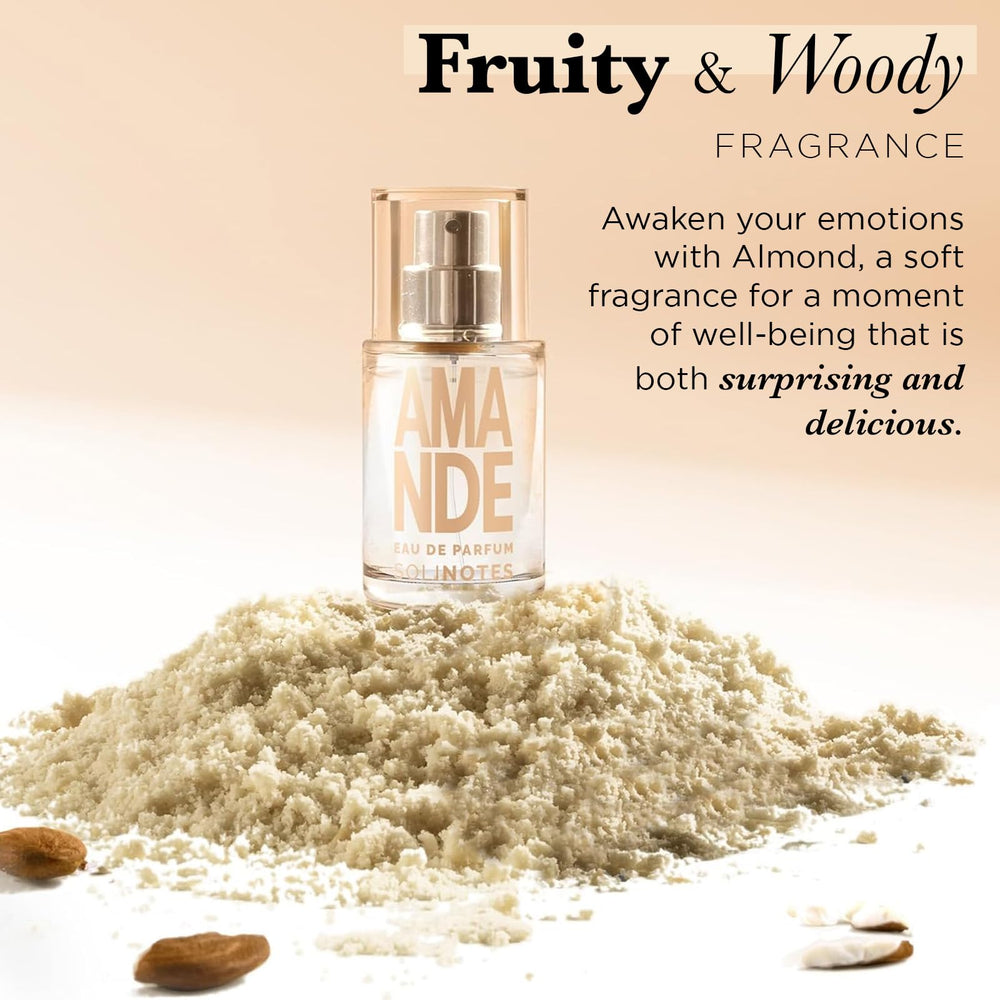 Solinotes Almond EDP spray top view highlighting refined scent