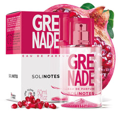 Solinotes Grenade bottle front view, a vibrant summer-ready scent for everyday freshness.