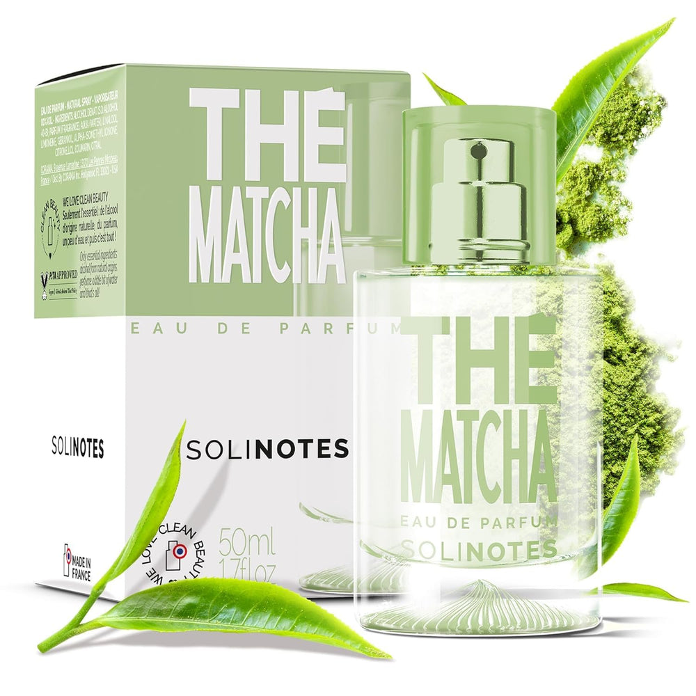 Solinotes Matcha Tea bottle close-up, showcasing fresh green hues for everyday elegance.