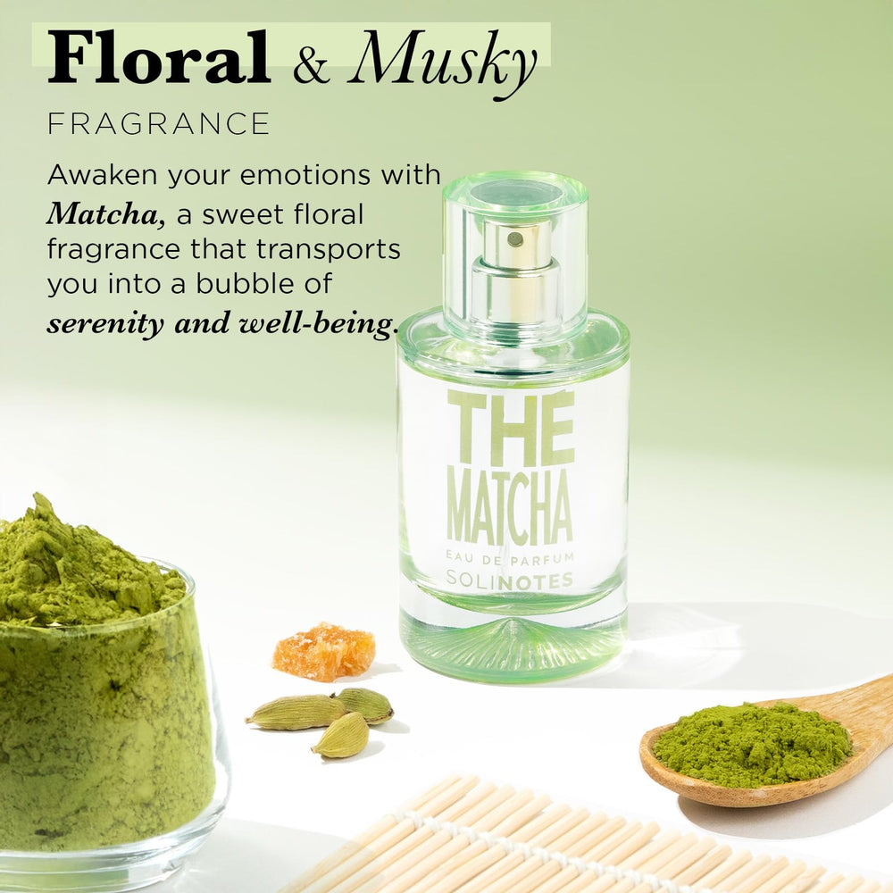 Solinotes Matcha Tea floral bouquet shot highlights delicate florals with tea notes.