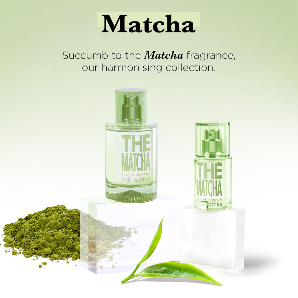 Solinotes Matcha Tea mist spray application demonstrates easy to wear.