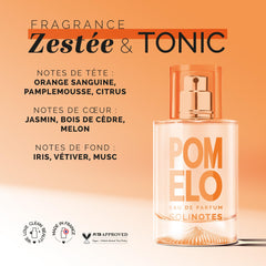 Solinotes Pomelo base notes cedarwood and musk for lasting depth.