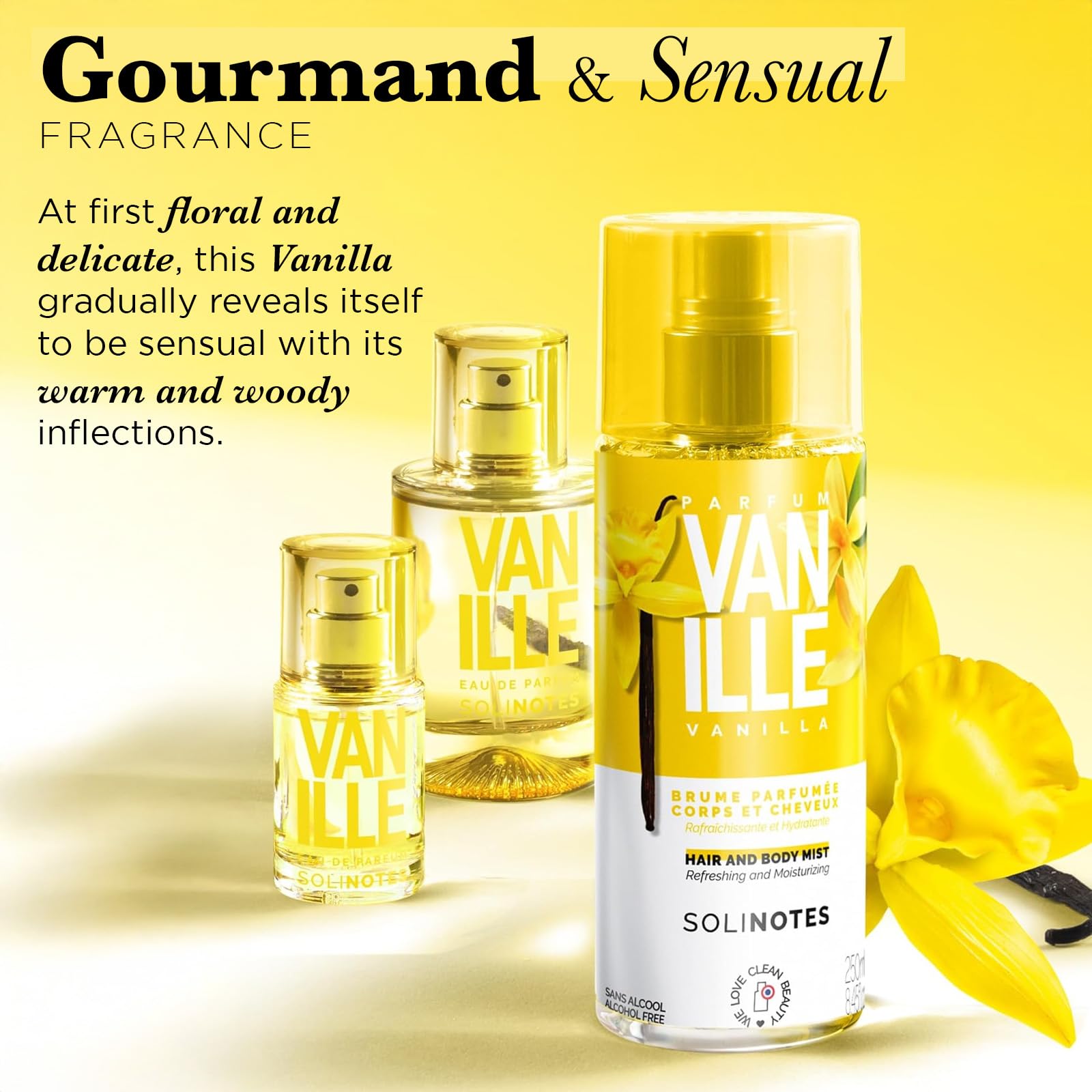 Solinotes Vanilla fragrance mist label close-up highlighting vanilla notes