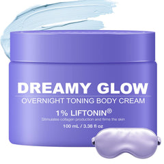 Solivetta Dreamy Glow overnight toning cream bottle for gentle nightly firming.