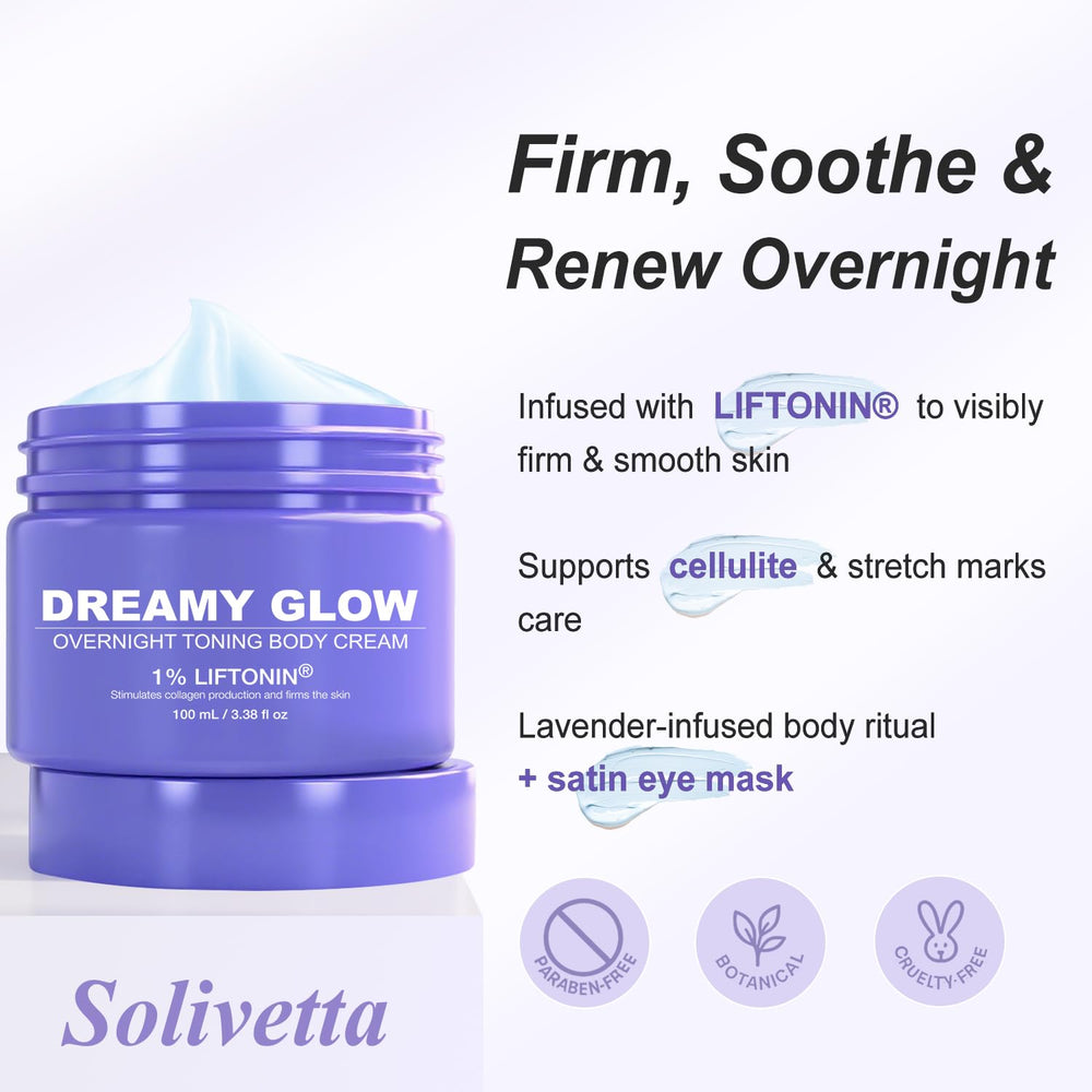 Solivetta Dreamy Glow whipped texture demonstrates light hydration.