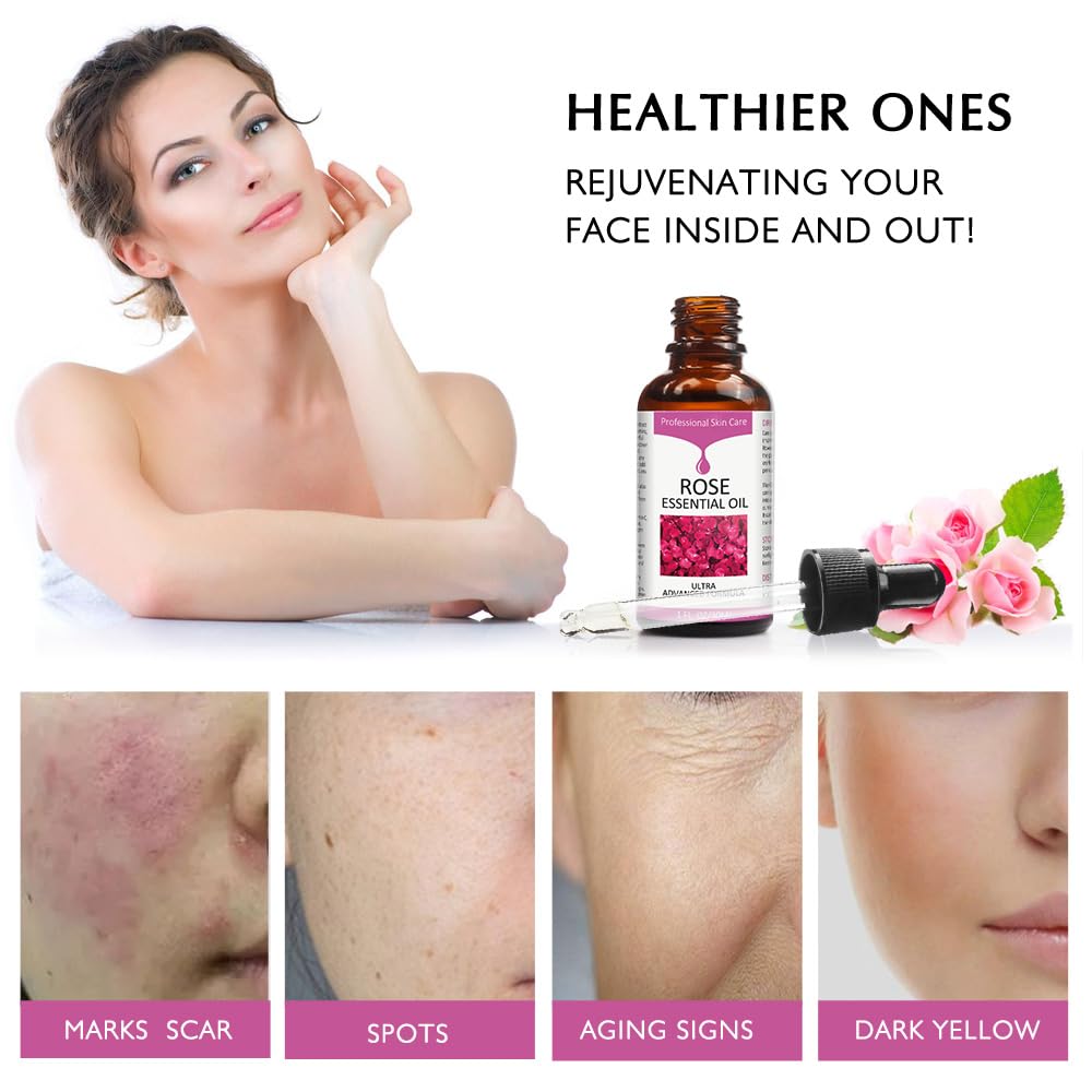 SOLOTREE Rose Oil packaging on countertop highlights premium skincare branding