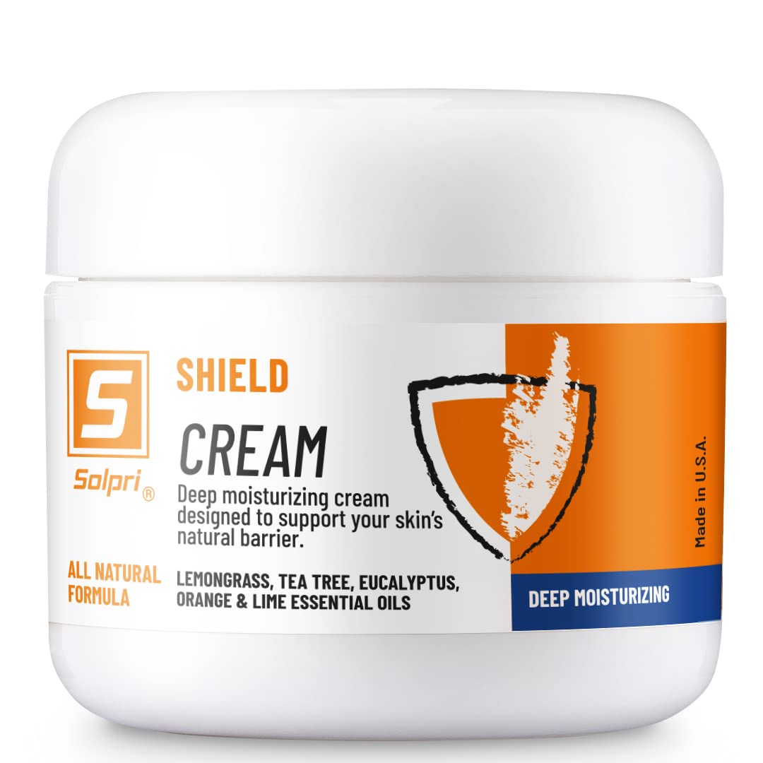 Solpri Shield bottle and label showing brand identity and post-workout care