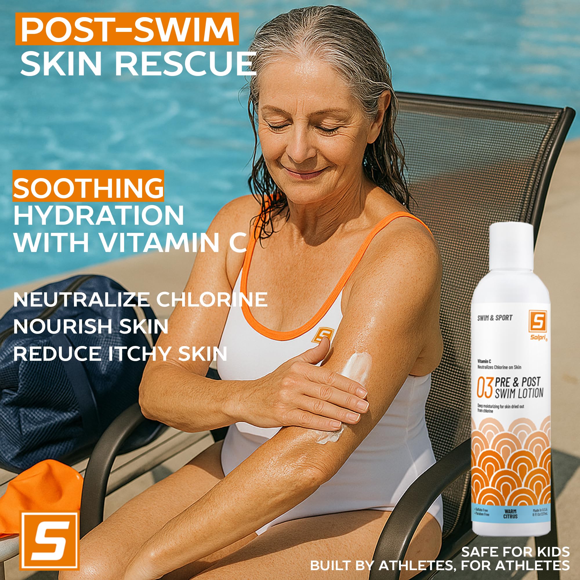Solpri vitamin C chlorine breakdown graphic demonstrates chlorine reduction for skin protection.