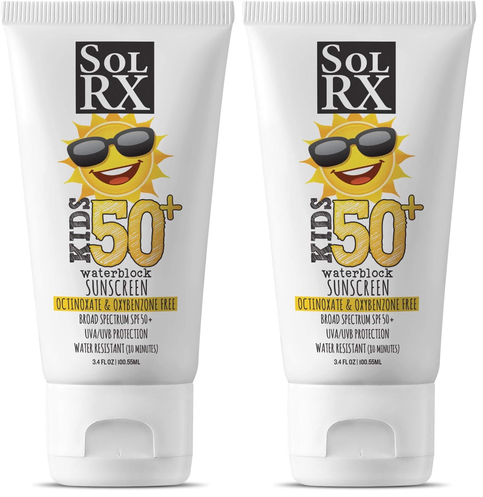 SolRX KID'S SPORT sunscreen pack 2 front view shows reef-safe packaging for outdoor adventures.