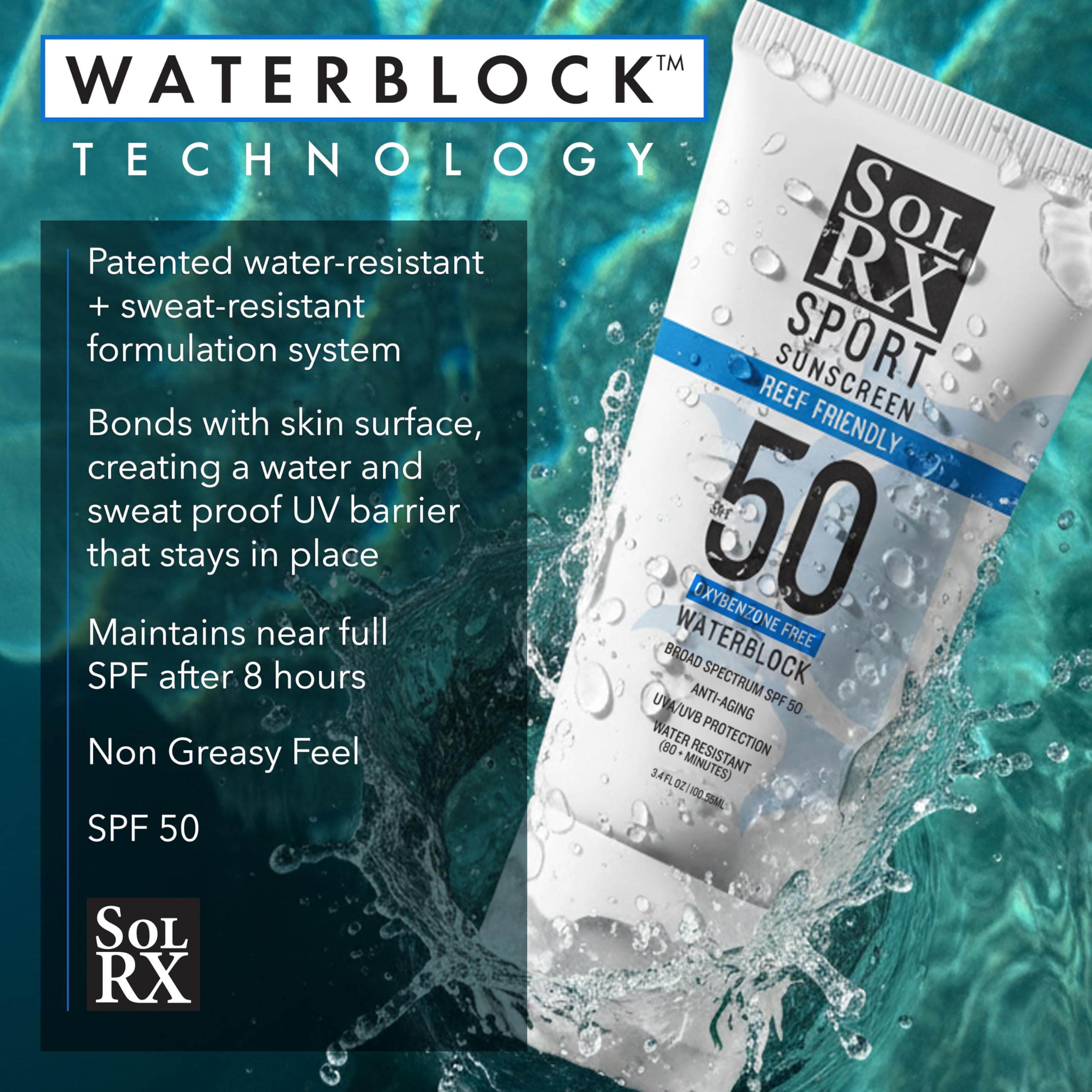 SolRX SPORT SPF 50 being spread on skin during activity